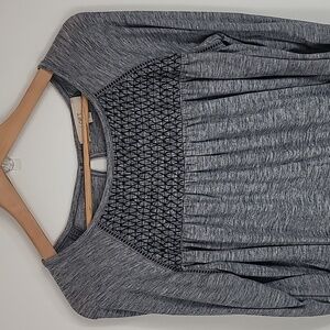 LOFT Charcoal Long Sleeve Tee with Black Accents
